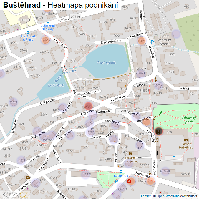 Mapa Buštěhrad - Firmy v části obce.