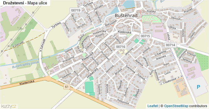 Družstevní - mapa ulice