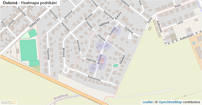 Dubová - mapa podnikání