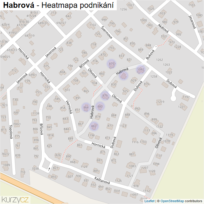 Mapa Habrová - Firmy v ulici.
