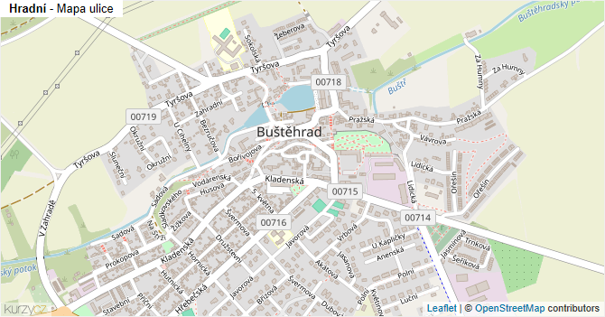 Hradní - mapa ulice