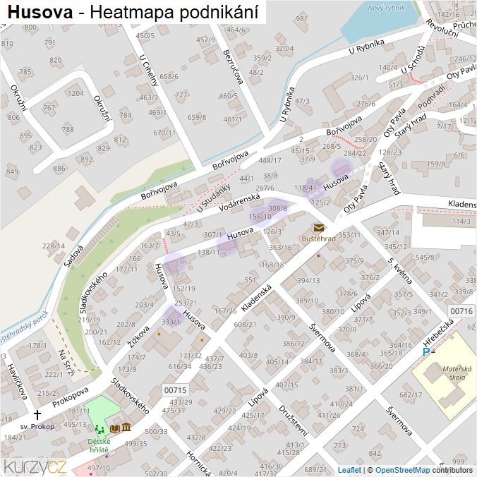 Mapa Husova - Firmy v ulici.