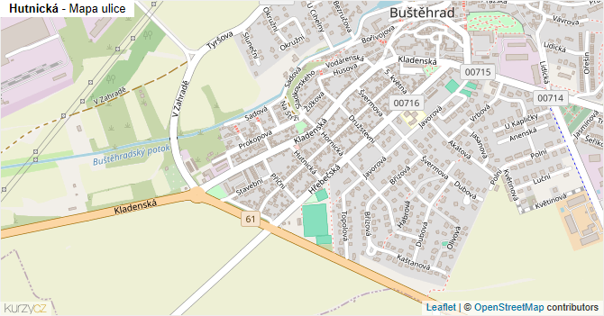 Hutnická - mapa ulice