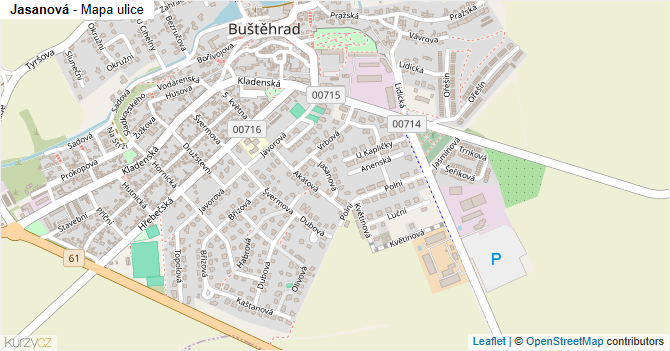 Jasanová - mapa ulice