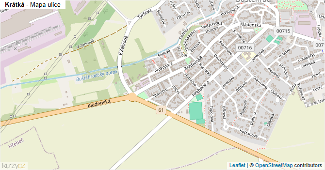 Krátká - mapa ulice