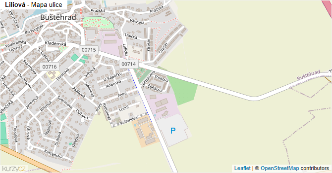 Liliová - mapa ulice