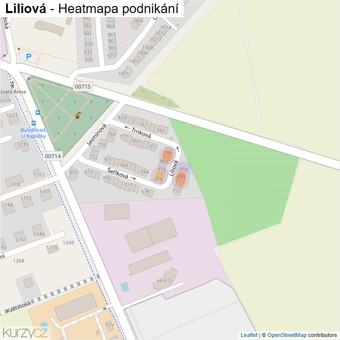 Mapa Liliová - Firmy v ulici.