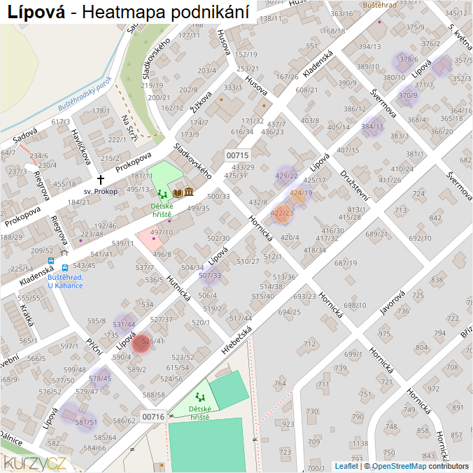 Mapa Lípová - Firmy v ulici.