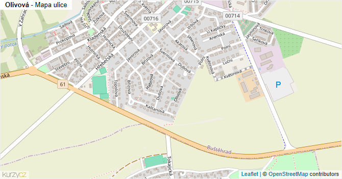 Olivová - mapa ulice