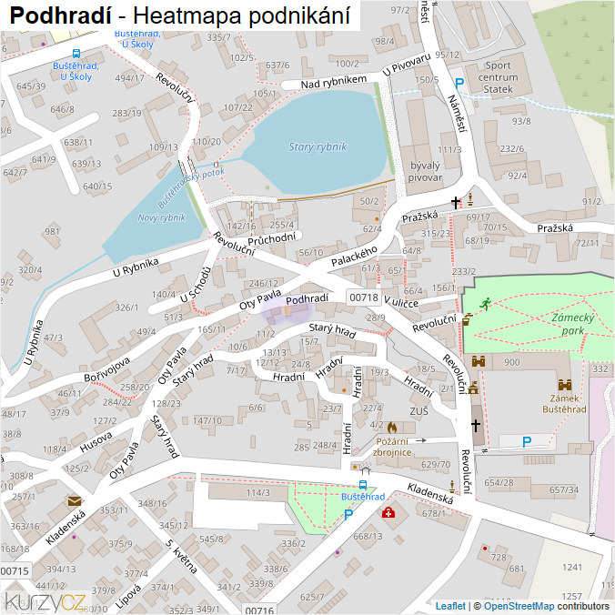 Mapa Podhradí - Firmy v ulici.