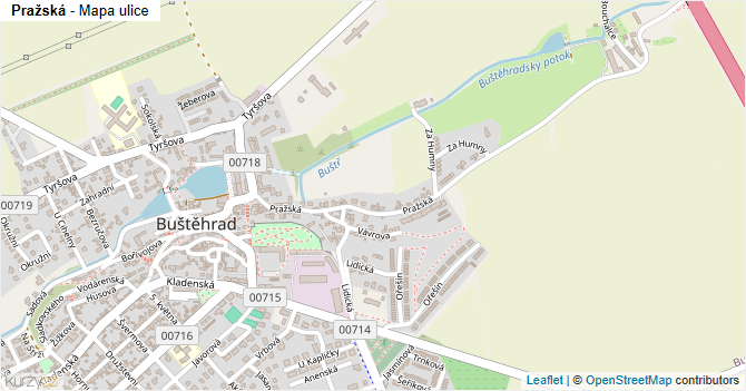Pražská - mapa ulice