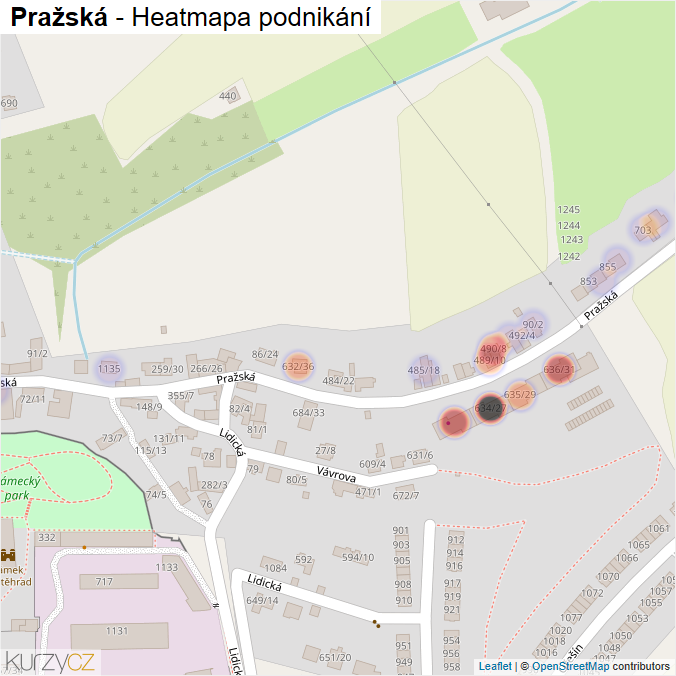 Mapa Pražská - Firmy v ulici.