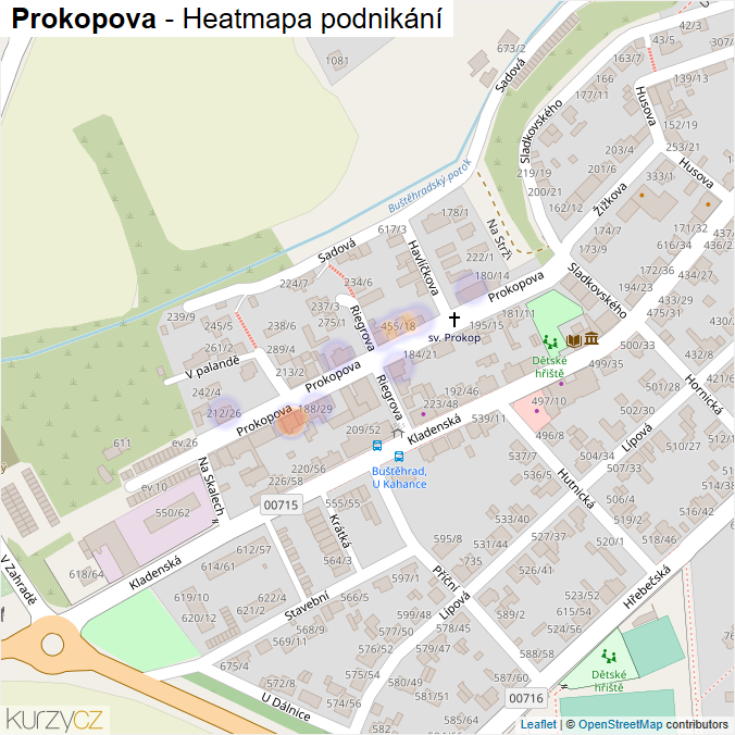 Mapa Prokopova - Firmy v ulici.