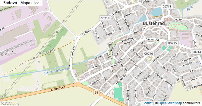 Sadová - mapa ulice