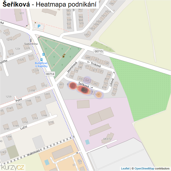 Mapa Šeříková - Firmy v ulici.