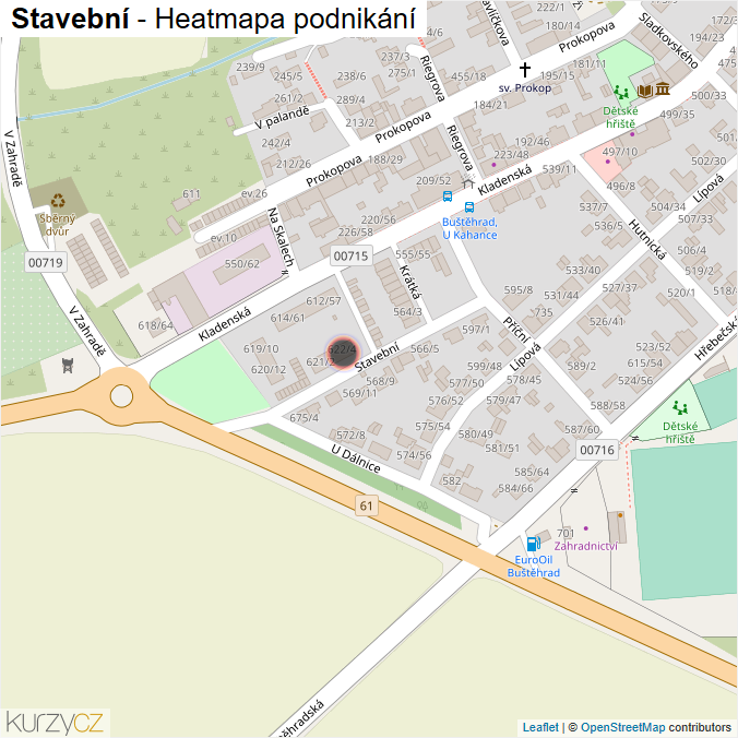 Mapa Stavební - Firmy v ulici.