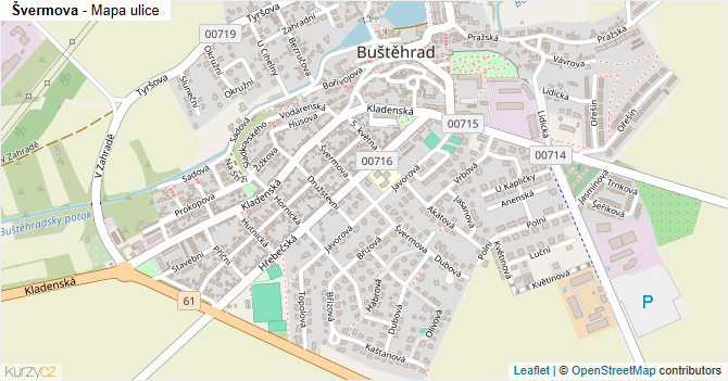 Švermova - mapa ulice