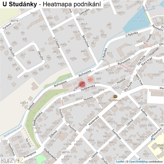 Mapa U Studánky - Firmy v ulici.