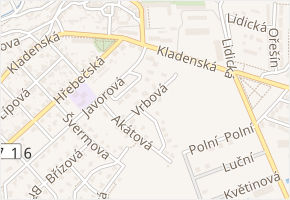 Vrbová v obci Buštěhrad - mapa ulice
