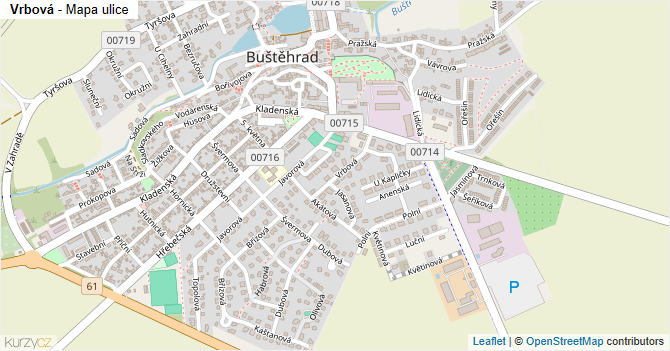 Vrbová - mapa ulice