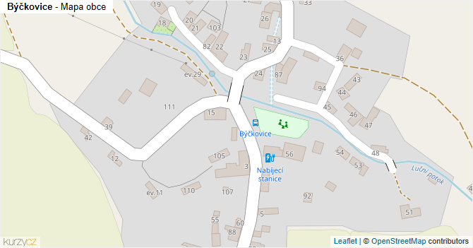 Býčkovice - mapa obce