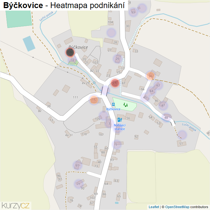 Mapa Býčkovice - Firmy v části obce.
