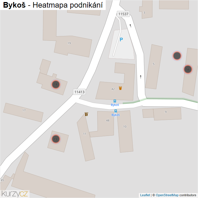 Mapa Bykoš - Firmy v obci.