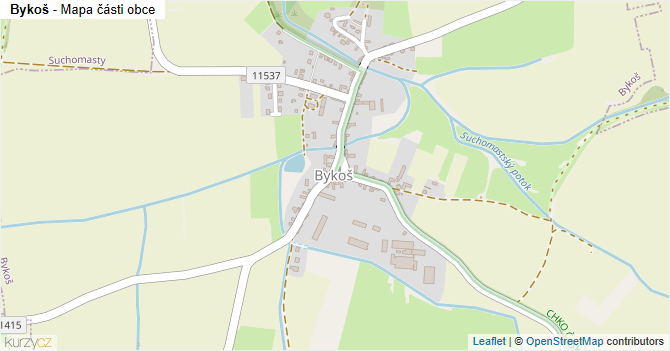 Bykoš - mapa části obce
