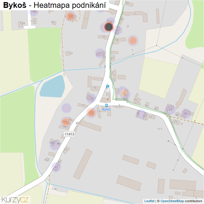 Mapa Bykoš - Firmy v části obce.