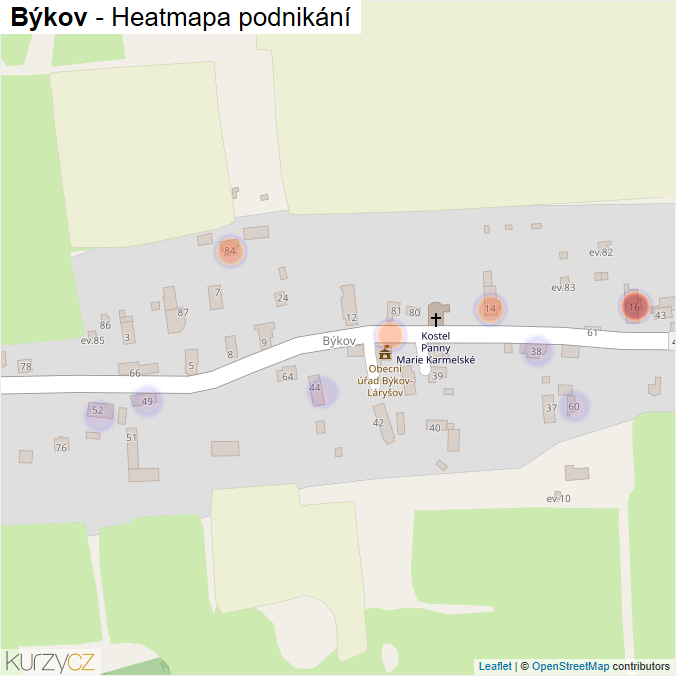 Mapa Býkov - Firmy v části obce.
