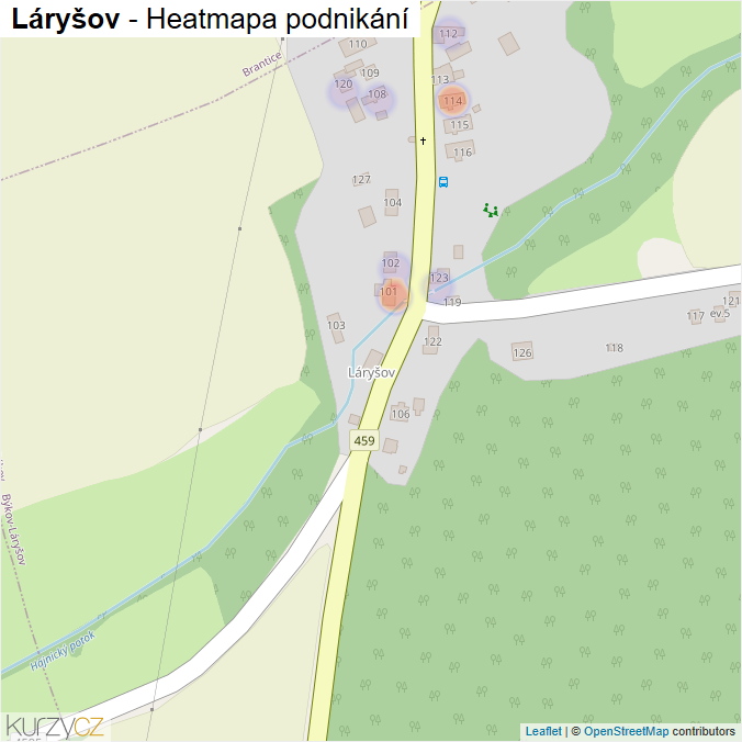 Mapa Láryšov - Firmy v části obce.