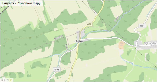 Láryšov - záplavové mapy stoleté vody