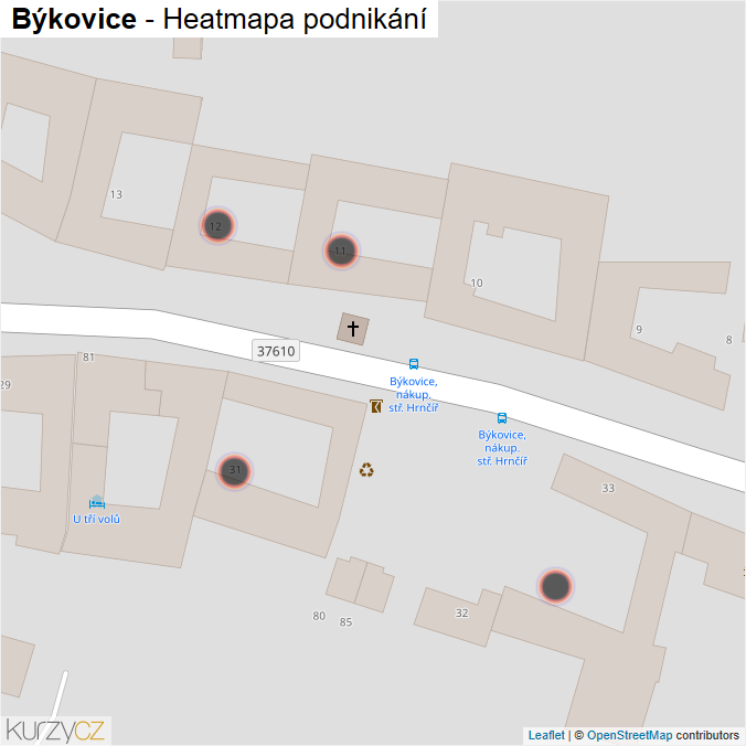 Mapa Býkovice - Firmy v obci.