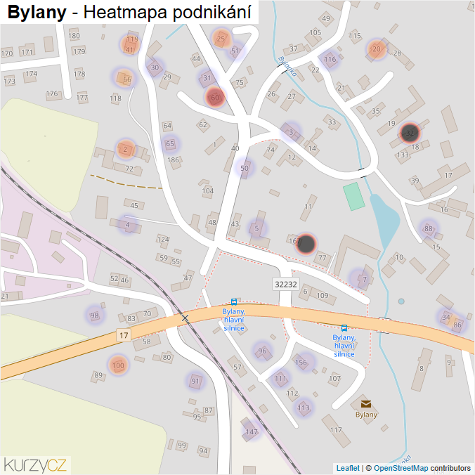Mapa Bylany - Firmy v části obce.