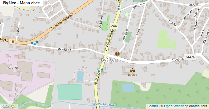 Byšice - mapa obce