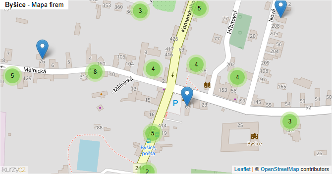 Byšice - mapa firem