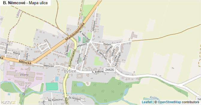 B. Němcové - mapa ulice