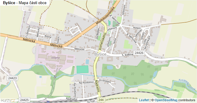 Byšice - mapa části obce