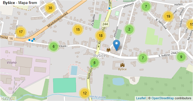 Byšice - mapa firem