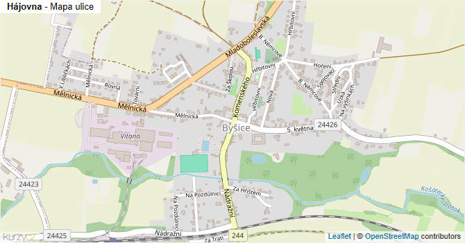 Hájovna - mapa ulice