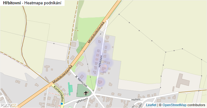 Hřbitovní - mapa podnikání