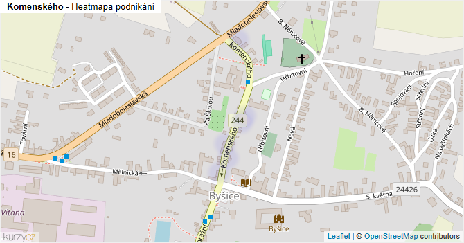 Komenského - mapa podnikání