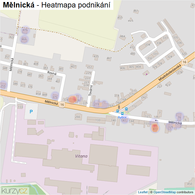 Mapa Mělnická - Firmy v ulici.