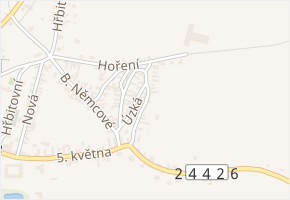 Na vyšinkách v obci Byšice - mapa ulice