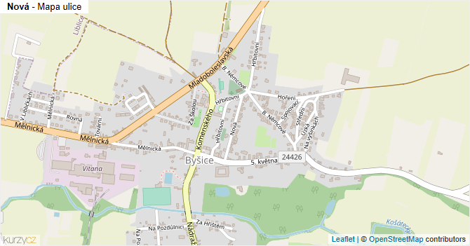 Nová - mapa ulice
