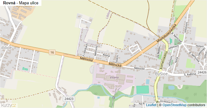 Rovná - mapa ulice
