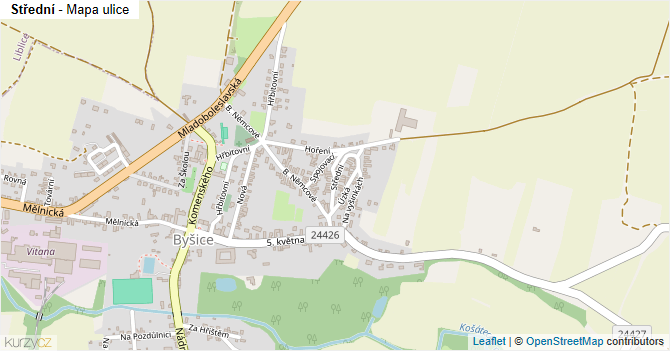 Střední - mapa ulice