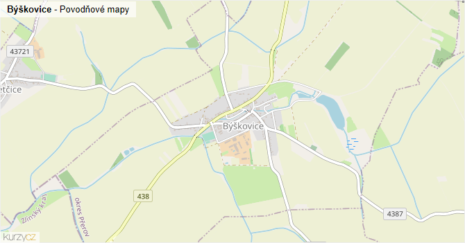 Býškovice - záplavové mapy stoleté vody