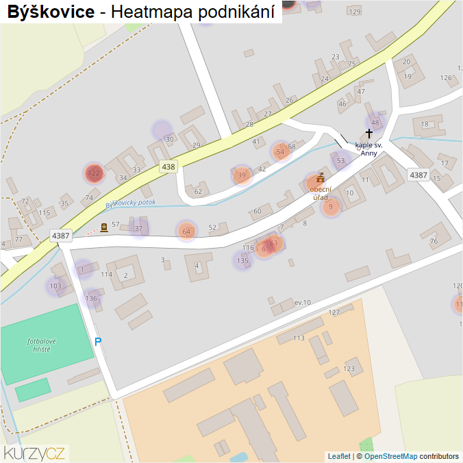 Mapa Býškovice - Firmy v části obce.