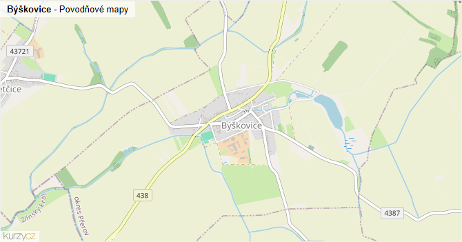 Býškovice - záplavové mapy stoleté vody